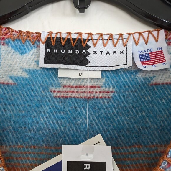 RHONDA STARK Vest VTG‎ Women's M Santa Fe Fringe Blanket Native Southwest USA - Picture 8 of 14